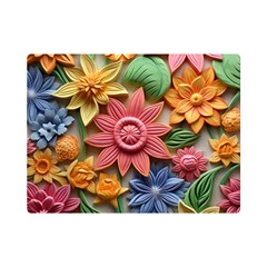 Flower Bloom Embossed Pattern Premium Plush Fleece Blanket (mini) by Vaneshop