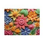 Flower Bloom Embossed Pattern Premium Plush Fleece Blanket (Mini) 35 x27  Blanket Front