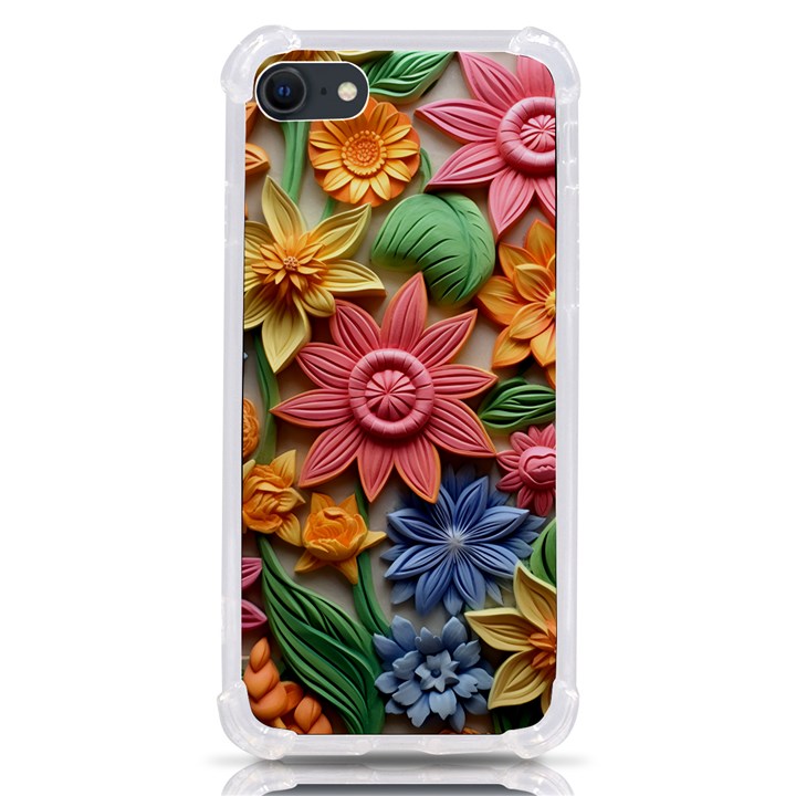 Flower Bloom Embossed Pattern iPhone SE