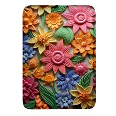 Flower Bloom Embossed Pattern Rectangular Glass Fridge Magnet (4 Pack) by Vaneshop