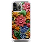 Flower Bloom Embossed Pattern iPhone 13 Pro Max TPU UV Print Case Front