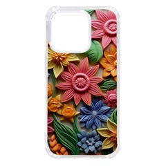 Flower Bloom Embossed Pattern Iphone 14 Pro Tpu Uv Print Case by Vaneshop