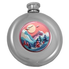 Paper Art Pastel Round Hip Flask (5 Oz) by Vaneshop