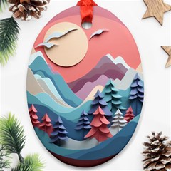 Paper Art Pastel Oval Ornament (two Sides) by Vaneshop