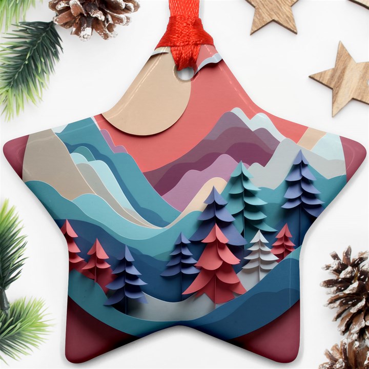 Paper Art Pastel Star Ornament (Two Sides)