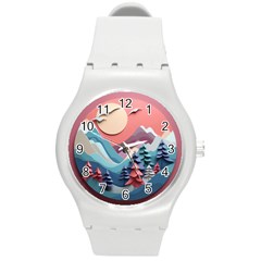 Paper Art Pastel Round Plastic Sport Watch (m) by Vaneshop