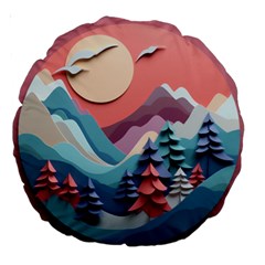 Paper Art Pastel Large 18  Premium Round Cushions by Vaneshop