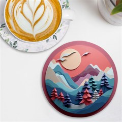 Paper Art Pastel Uv Print Round Tile Coaster by Vaneshop