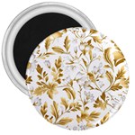 Flowers Gold Floral 3  Magnets Front