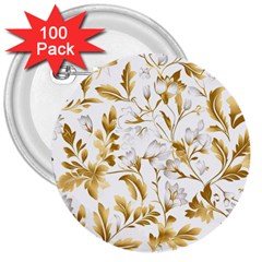 Flowers Gold Floral 3  Buttons (100 Pack)  by Vaneshop