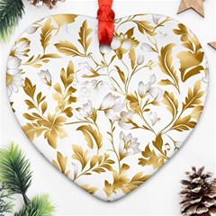 Flowers Gold Floral Ornament (heart) by Vaneshop