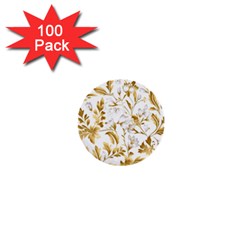 Flowers Gold Floral 1  Mini Buttons (100 Pack)  by Vaneshop