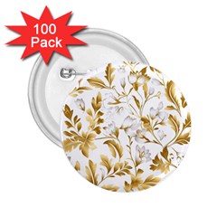 Flowers Gold Floral 2 25  Buttons (100 Pack)  by Vaneshop