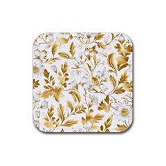 Flowers Gold Floral Rubber Coaster (square) by Vaneshop