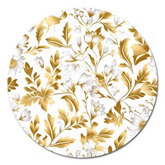 Flowers Gold Floral Magnet 5  (round) by Vaneshop