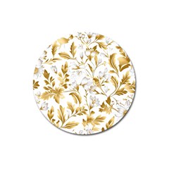 Flowers Gold Floral Magnet 3  (round) by Vaneshop