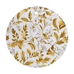 Flowers Gold Floral Round Ornament (two Sides) by Vaneshop