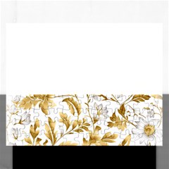 Flowers Gold Floral Rectangular Jigsaw Puzzl by Vaneshop