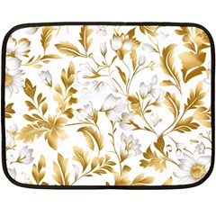 Flowers Gold Floral Two Sides Fleece Blanket (mini) by Vaneshop