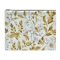 Flowers Gold Floral Cosmetic Bag (xl) by Vaneshop