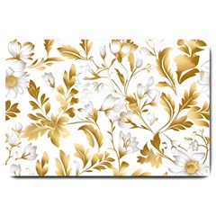 Flowers Gold Floral Large Doormat by Vaneshop