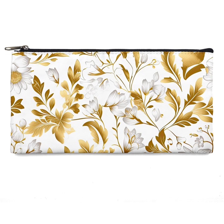 Flowers Gold Floral Pencil Case