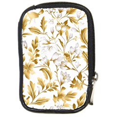 Flowers Gold Floral Compact Camera Leather Case by Vaneshop