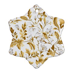 Flowers Gold Floral Snowflake Ornament (two Sides) by Vaneshop