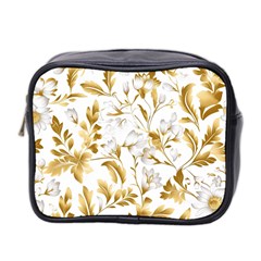 Flowers Gold Floral Mini Toiletries Bag (two Sides) by Vaneshop