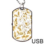 Flowers Gold Floral Dog Tag USB Flash (One Side) Front