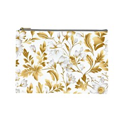 Flowers Gold Floral Cosmetic Bag (large) by Vaneshop