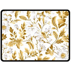 Flowers Gold Floral Fleece Blanket (large) by Vaneshop