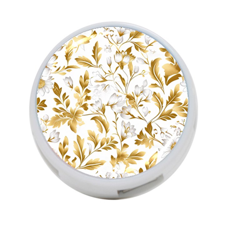 Flowers Gold Floral 4-Port USB Hub (Two Sides)