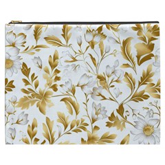 Flowers Gold Floral Cosmetic Bag (xxxl) by Vaneshop