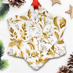 Flowers Gold Floral Snowflake Ornament (two Sides) by Vaneshop