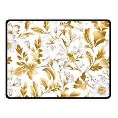 Flowers Gold Floral Two Sides Fleece Blanket (small) by Vaneshop