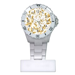 Flowers Gold Floral Plastic Nurses Watch by Vaneshop