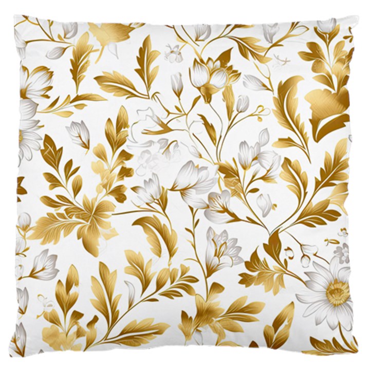 Flowers Gold Floral Large Cushion Case (Two Sides)