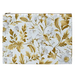 Flowers Gold Floral Cosmetic Bag (xxl) by Vaneshop