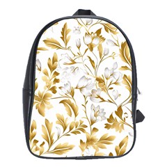 Flowers Gold Floral School Bag (xl) by Vaneshop