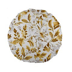 Flowers Gold Floral Standard 15  Premium Flano Round Cushions by Vaneshop