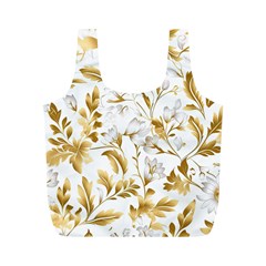 Flowers Gold Floral Full Print Recycle Bag (m) by Vaneshop