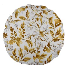 Flowers Gold Floral Large 18  Premium Flano Round Cushions by Vaneshop