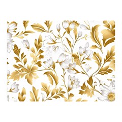 Flowers Gold Floral Two Sides Premium Plush Fleece Blanket (mini) by Vaneshop