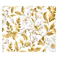 Flowers Gold Floral Two Sides Premium Plush Fleece Blanket (small) by Vaneshop