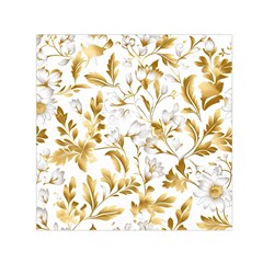 Flowers Gold Floral Square Satin Scarf (30  X 30 ) by Vaneshop