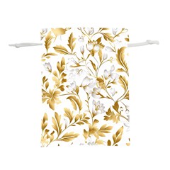 Flowers Gold Floral Lightweight Drawstring Pouch (l) by Vaneshop