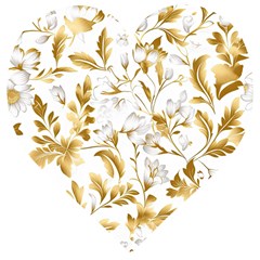 Flowers Gold Floral Wooden Puzzle Heart by Vaneshop