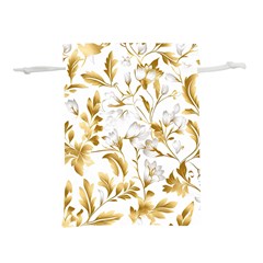 Flowers Gold Floral Lightweight Drawstring Pouch (m) by Vaneshop