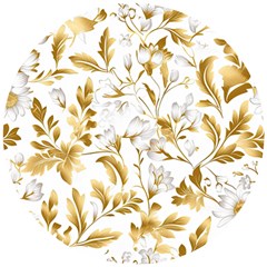 Flowers Gold Floral Wooden Puzzle Round by Vaneshop